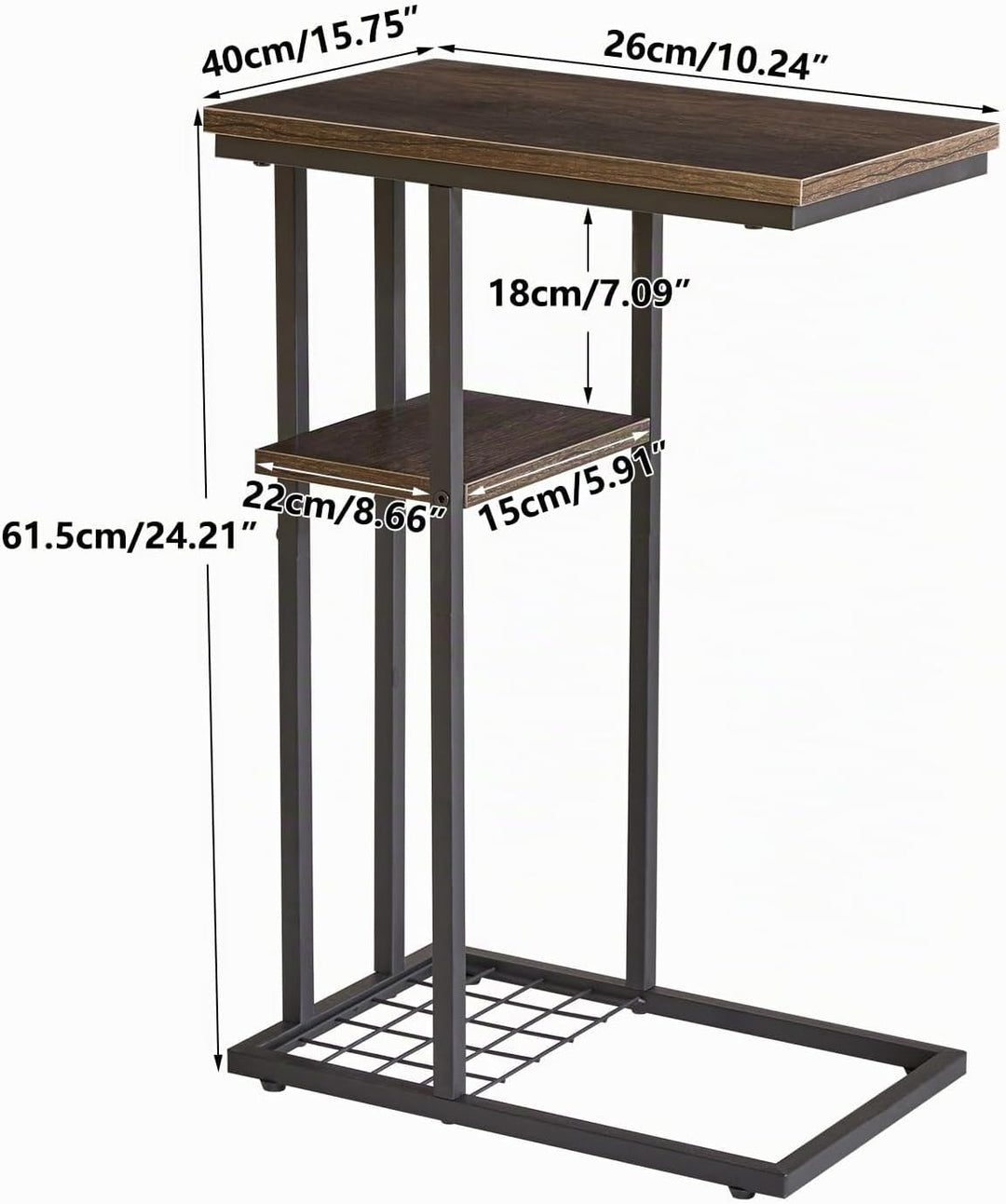 YMYNY Beistelltisch Kaffeetisch C-Form, Eleganter Kleiner Sofatisch, Industrie-Design, Sofatisch 40