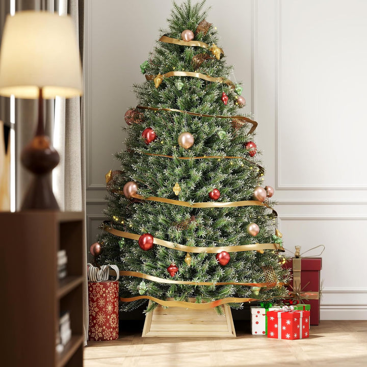 HOMCOM Weihnachtsbaumrock 65 x 65 cm Weihnachtsbaum Kragen aus Tannenholz, Weihnachtsbaumkorb für Pa