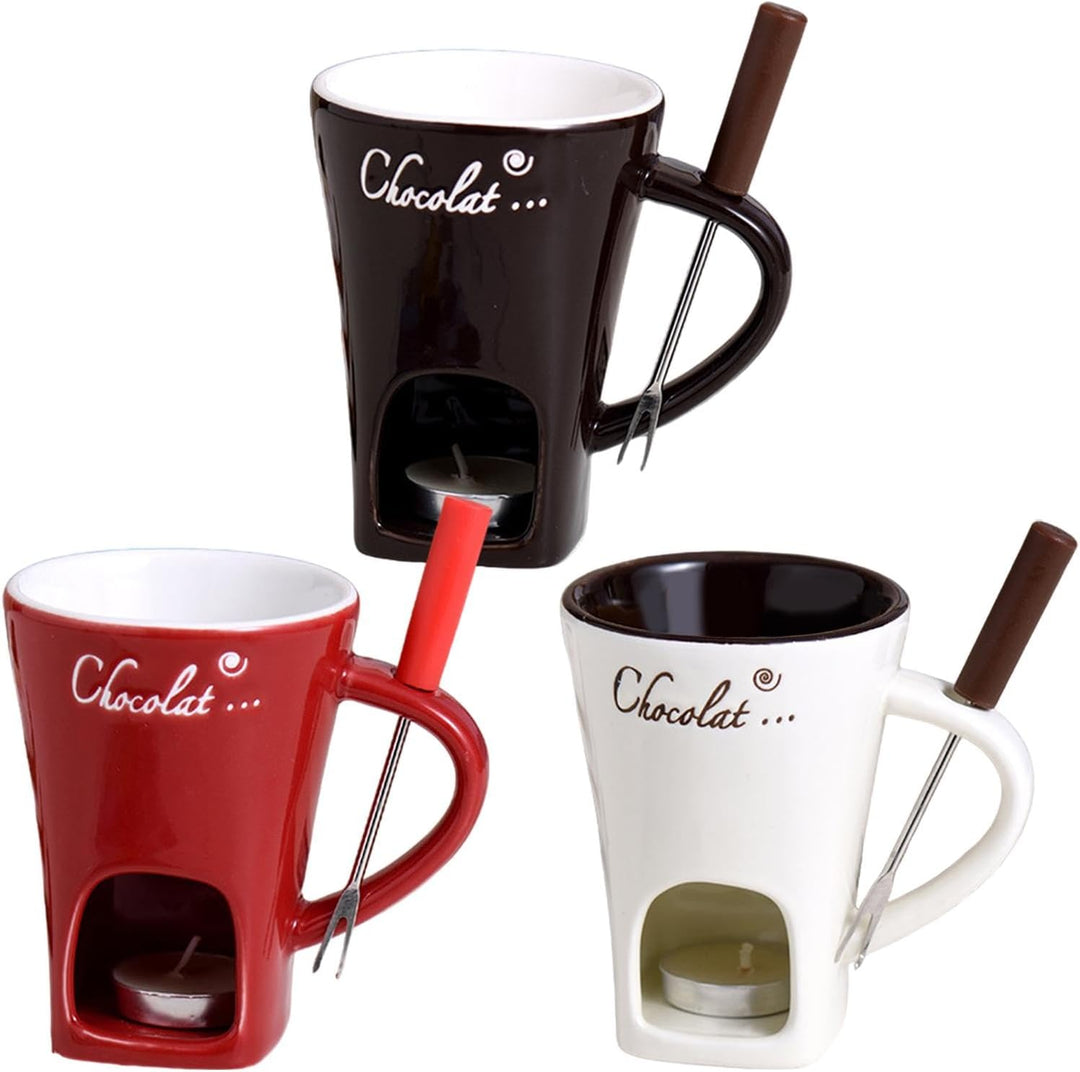 Schokofondue Tasse Set | 1/3-Set Schokoladen Schmelztiegel Becher | Teelichthalter Schmelzender Scho