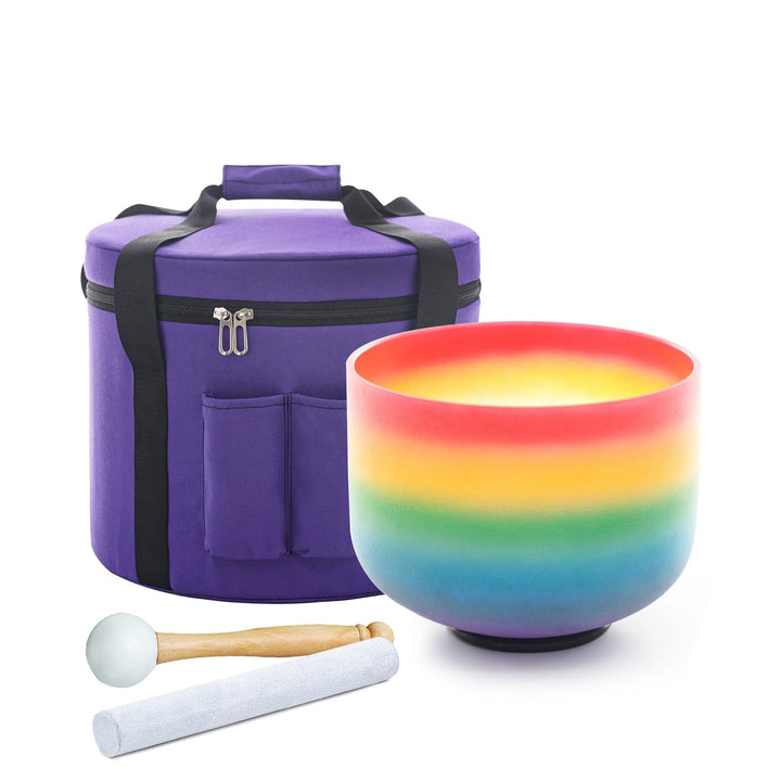 Hye-eun 8zoll Kristall-Klangschale, Crystal Singing Bowl 528Hz C Note Regenbogen Quarz Klangschalen