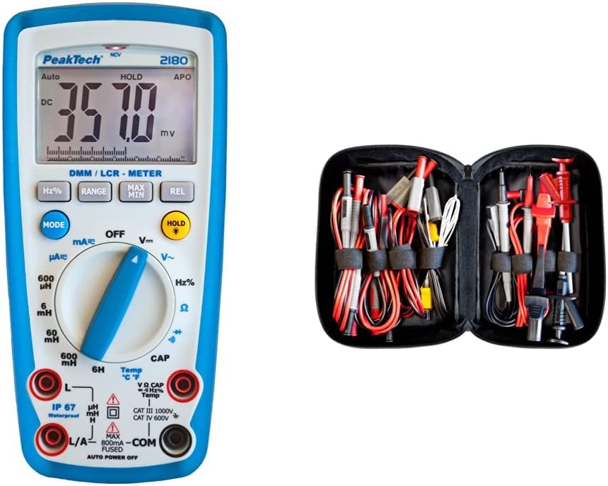 PeakTech 2180 – Digitales Multimeter mit LCR-Meter - CAT III 1000 V & Peak Tech P 8200 – Messzubehör