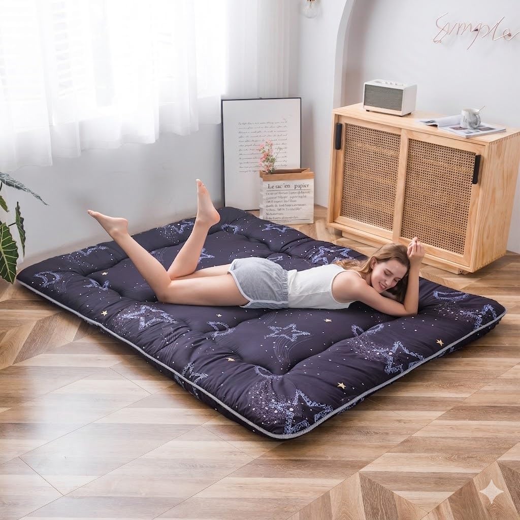 MAXYOYO Japanische Bodenmatratze Futonmatratze, Verdicken Tatami Matte Isomatte Faltbare Roll-Up Mat