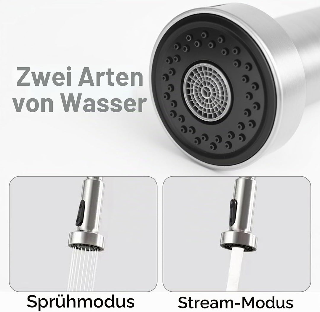 Wasserhahn Küche Edelstahl Herausziehbare, Niederdruck Küchenarmatur Herunterziehbare, Spiralfeder S