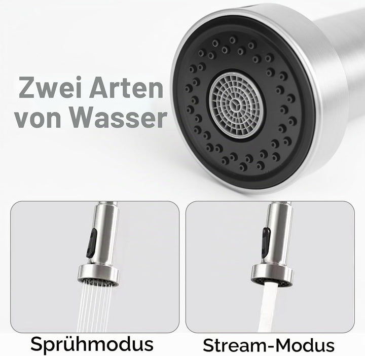 Wasserhahn Küche Edelstahl Herausziehbare, Niederdruck Küchenarmatur Herunterziehbare, Spiralfeder S