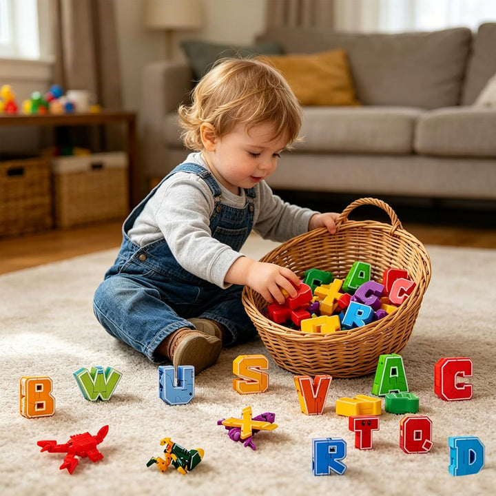 26 Stück Alphabet Transforming Spielzeug, DIY Buchstaben Roboter Toy | A-Z Transformer Roboter für A