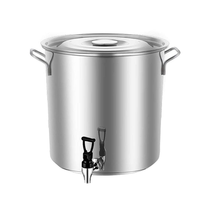 Suppentopf mit Deckel Suppentopf mit Wasserhahn Rostfreier Stahl Wein Eimer Milchkanne (Color : Silv