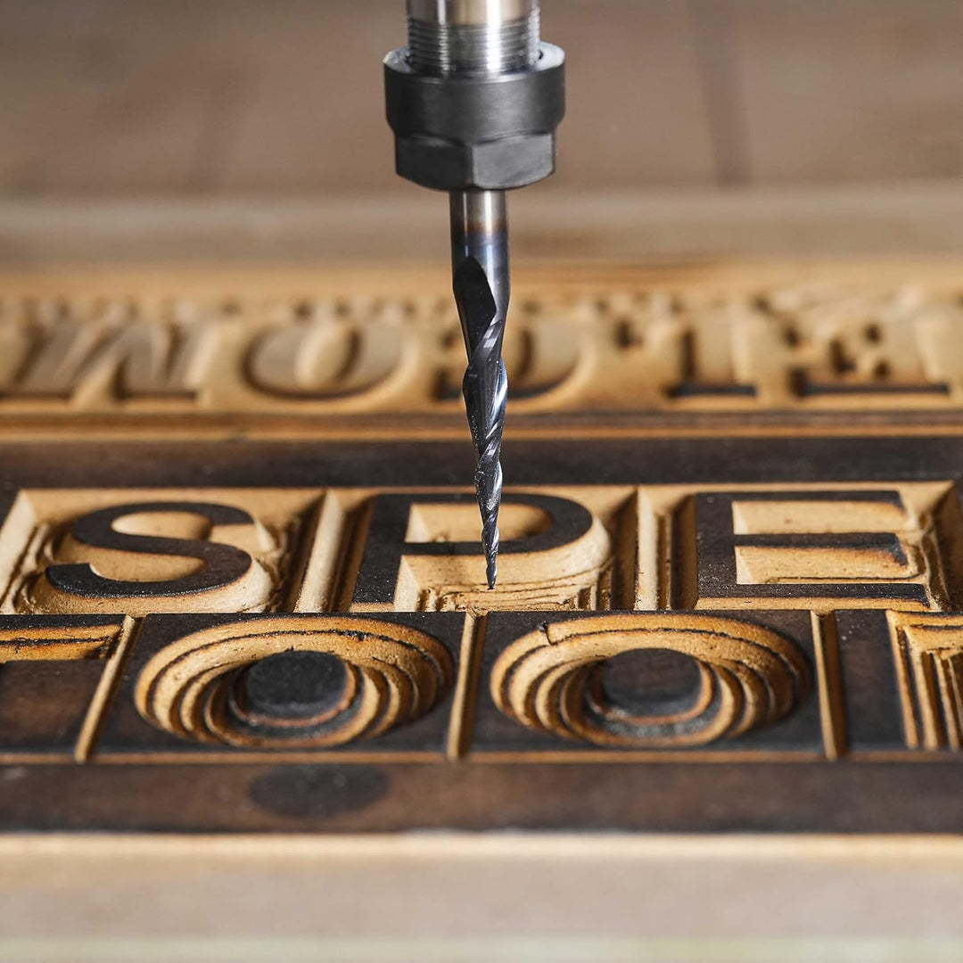 SpeTool 5 Stück Schaftfräser Eingestellt R0,25, 3,175mm (1/8") Schaft 2 Flöten Kugelkopffräser Konis