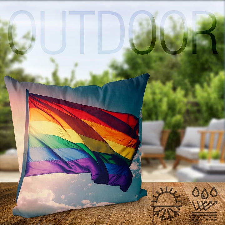 VOID Regenbogen Fahne Flagge Kissenbezug Kissenhülle Polyester wasserfest Outdoor Indoor, Kissen Grö