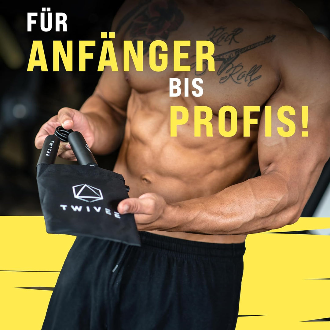 TWIVEE - Fingerhantel für maximale Griffkraft - Unterarmtrainer mit Griffpolster und Tasche - Grippe