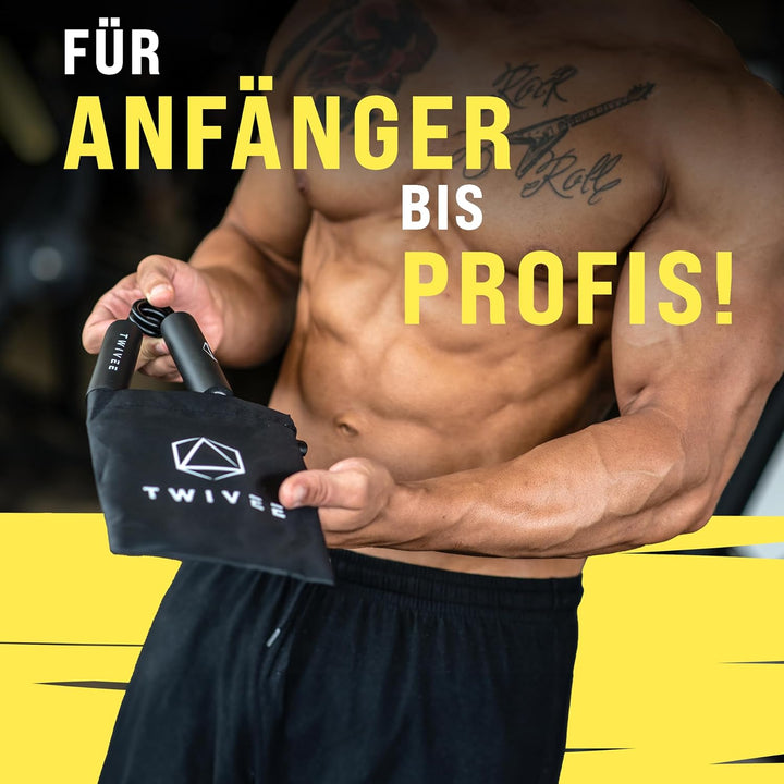 TWIVEE - Fingerhantel für maximale Griffkraft - Unterarmtrainer mit Griffpolster und Tasche - Grippe