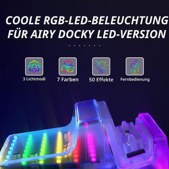 eXtremeRate AiryDocky LED Version DIY-Ersatz Gehäuse Case für Nintendo Switch/Switch OLED Dock, Re-D
