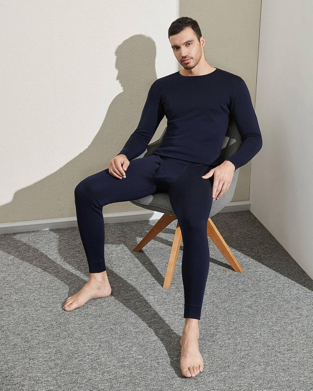 LAPASA Herren 100% Merinowolle Thermounterwäsche Set, Premium Merino Wolle Unterhemd & Unterhosen, T