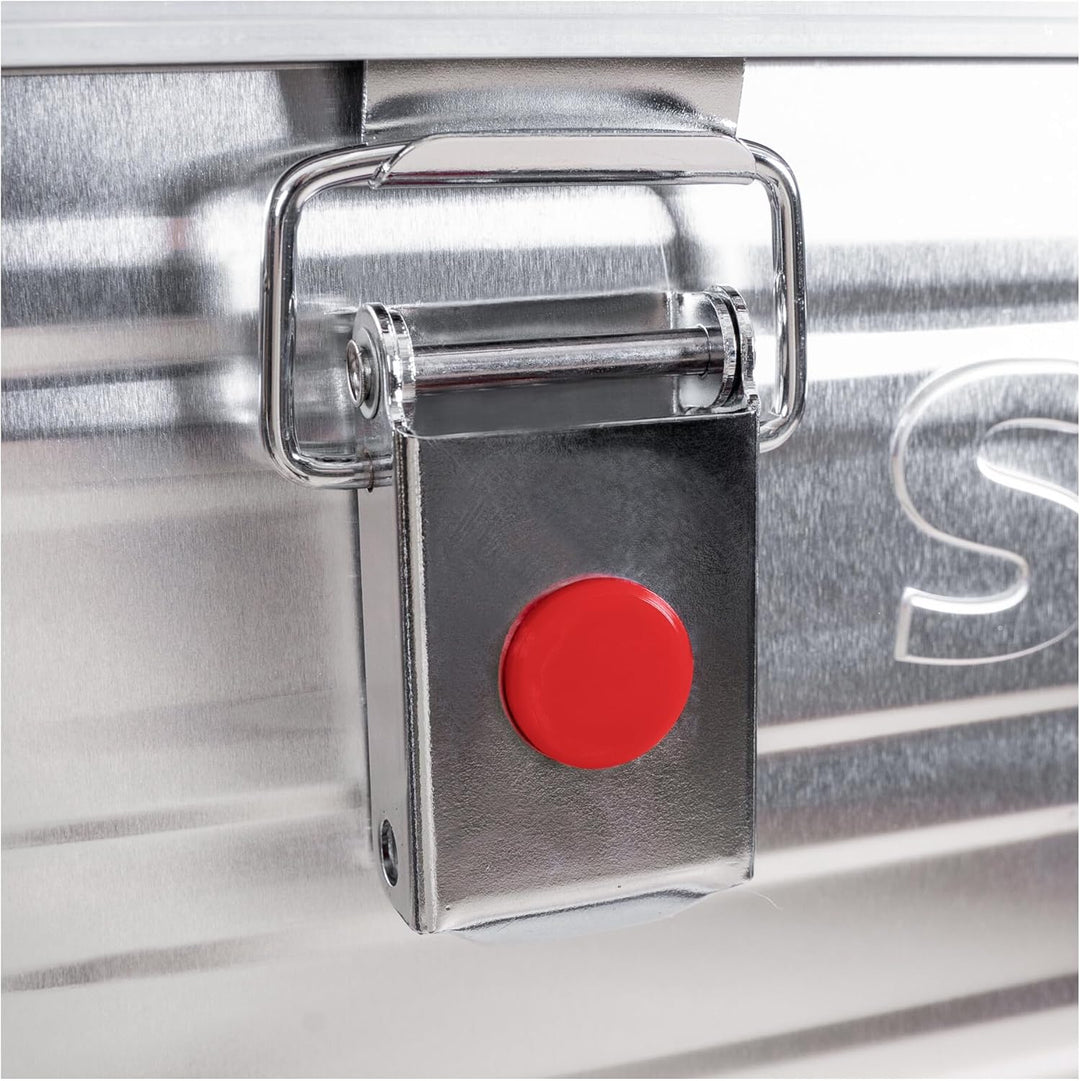 STIER Alubox, Aluminiumbox 65L, Staub- und spritzwasserresistent mit Gummidichtung und 2 Klapphandgr