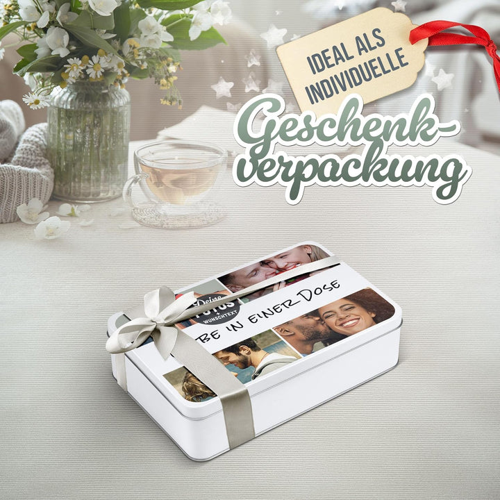 Print Royal PR Geschenkdose selbst gestalten mit 4 Fotos & Text - Blechdose bedrucken, Personalisier