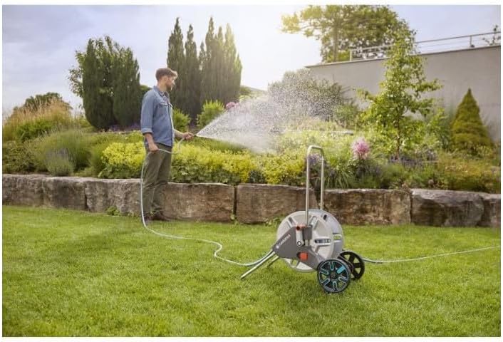 GARDENA CleverRoll M Metall Schlauchtrommel - Classic Schlauch 25m Ø15mm - geeignet für kleinen Gart