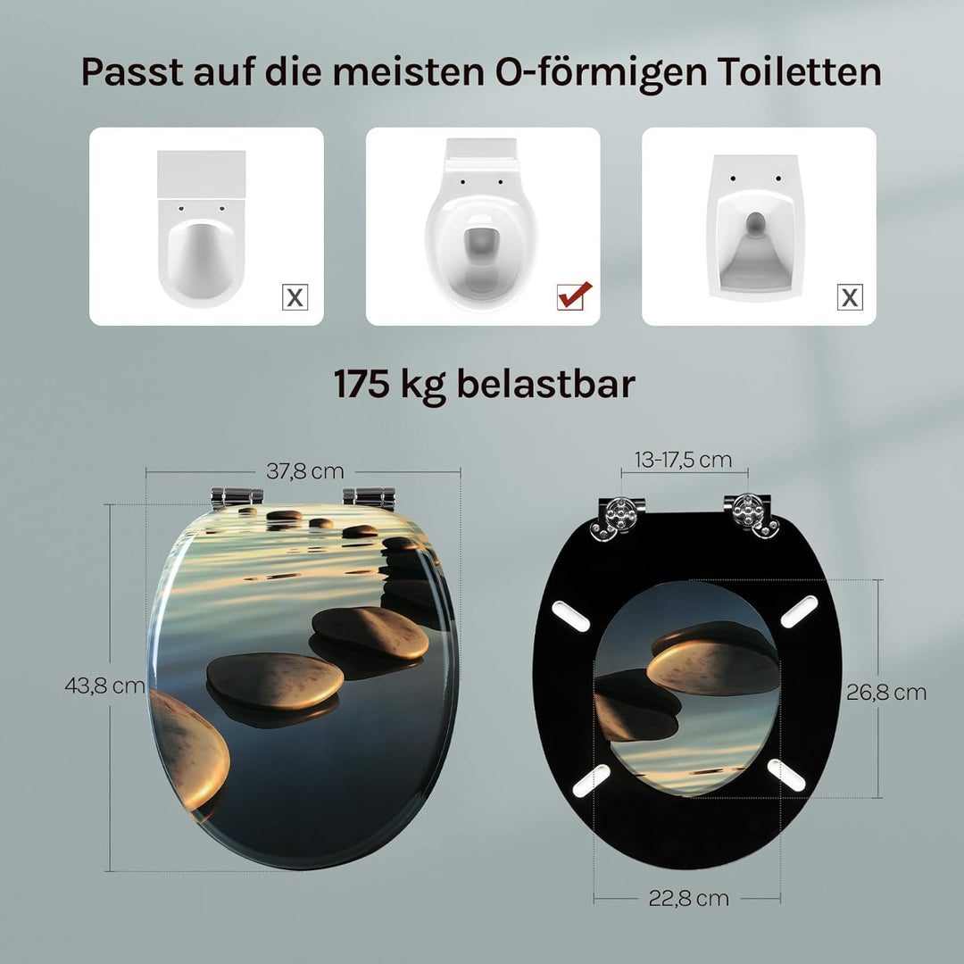 WOLTU #2 Premium WC-Sitz Toilettensitz mit Absenkautomatik, MDF Holzkern, Softclose Scharnier, Antib