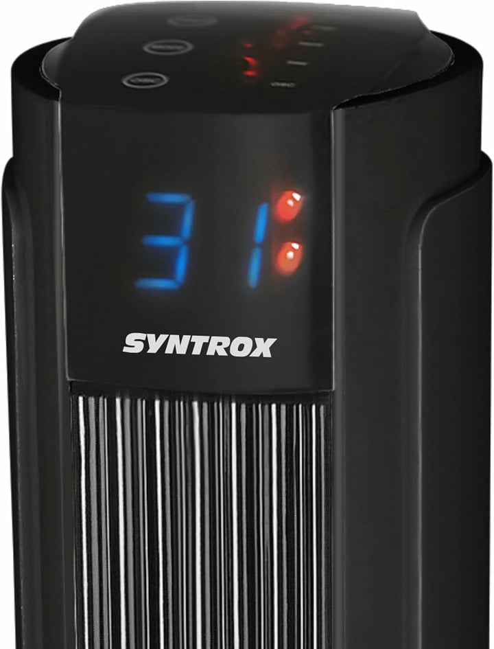 Syntrox Germany XXL Turmventilator TFT-50W-DTP Black Tower Ventilator mit Fernbedienung, Timer und O