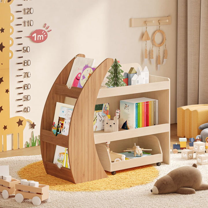 Kinderregal, Bücherregal Kinder aus Holz, Montessori