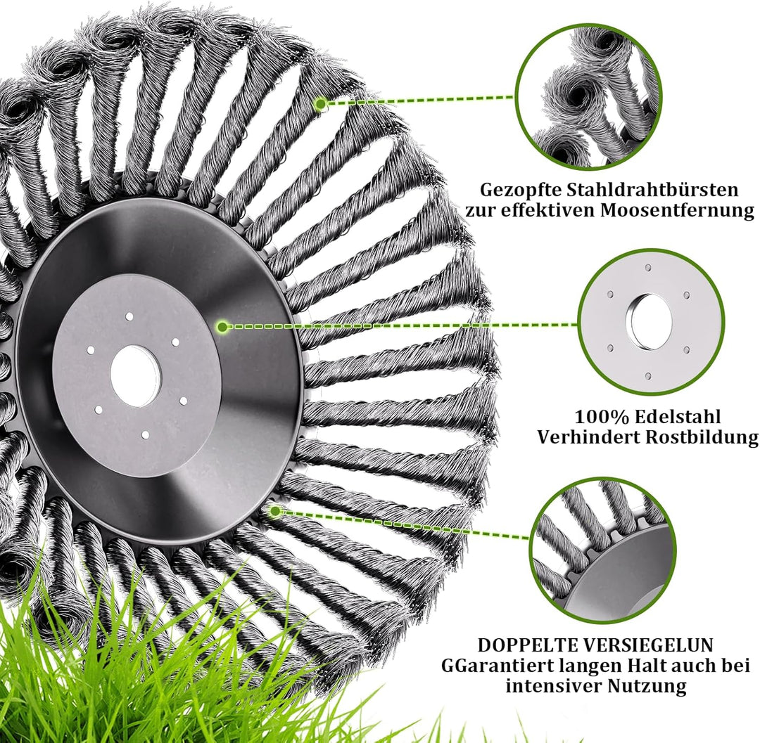 Profi Unkrautbürste für Freischneider,Wildkrautbürste für Motorsense mit 25,4mm Bohrung,Drahtbürste