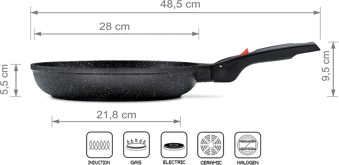 Linnuo Aluguss Pfanne 28 cm abnehmbarer Griff, Antihaft beschichtete Pfanne Induktion und alle Herde