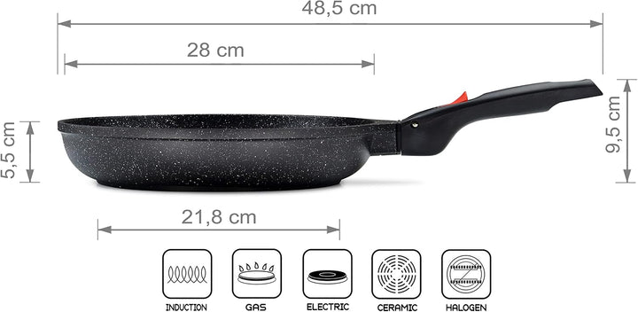 Linnuo Aluguss Pfanne 28 cm abnehmbarer Griff, Antihaft beschichtete Pfanne Induktion und alle Herde