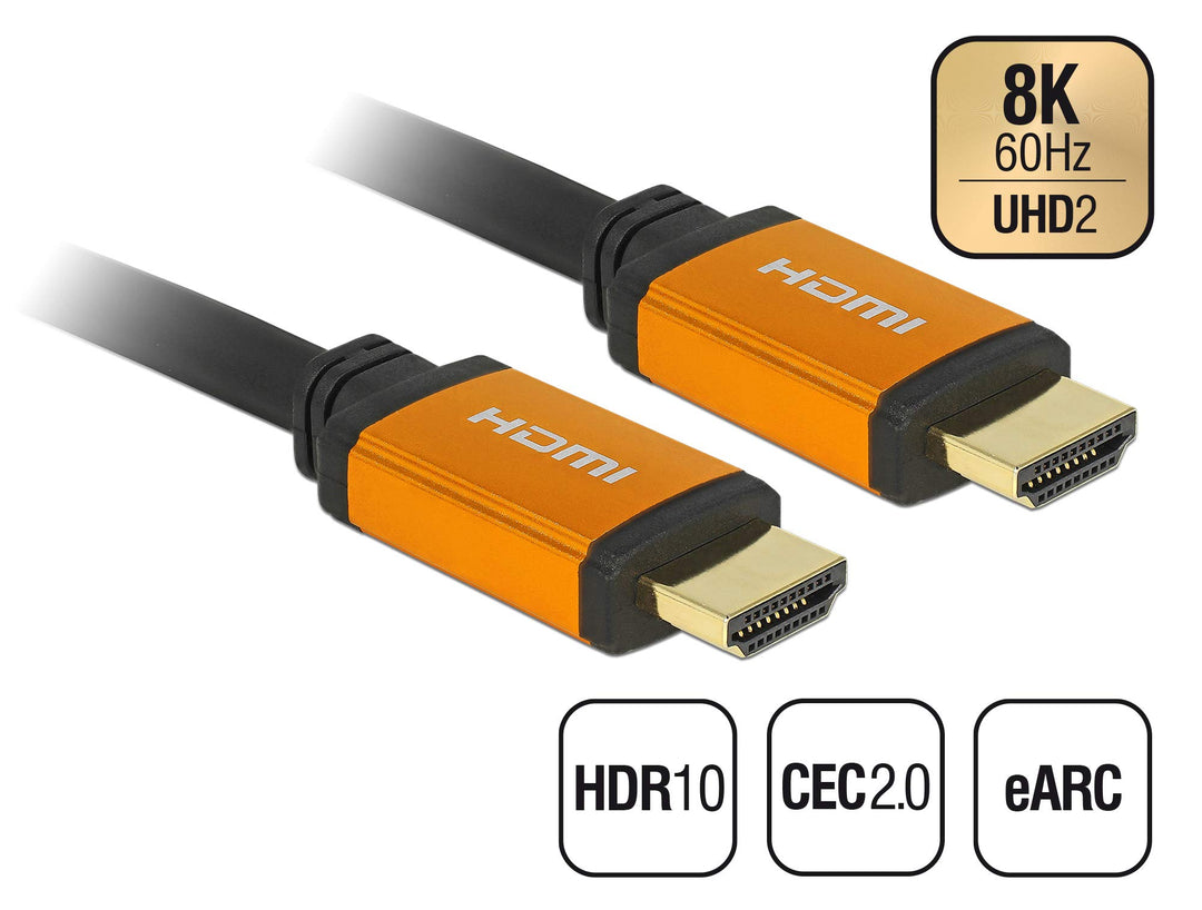 Delock Hochwertiges 8K HDMI Kabel @60Hz 48 Gbps, 0,50 m Länge, Ultra HD2, 4K@120Hz, eARC, UHDTV, HDR