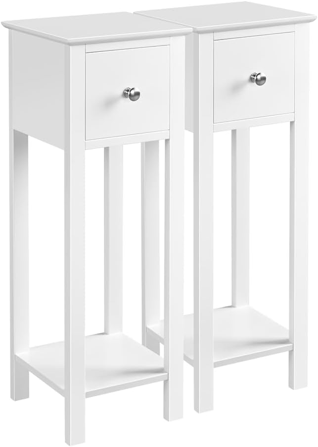 Yaheetech 2 STK. Telefontisch Weiss HBT: ca. 70 x 25 x 25 cm Beistelltisch mit Schublade Konsolentis