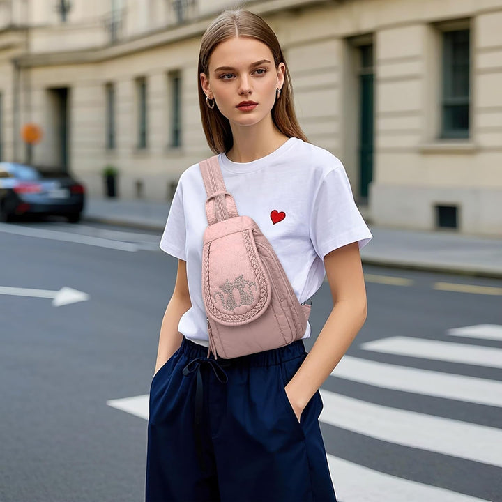 DIRRONA Rucksack Damen Beiläufig Kleine Brusttasche für Damen Multifunktionale Reise Wasserdicht Sch