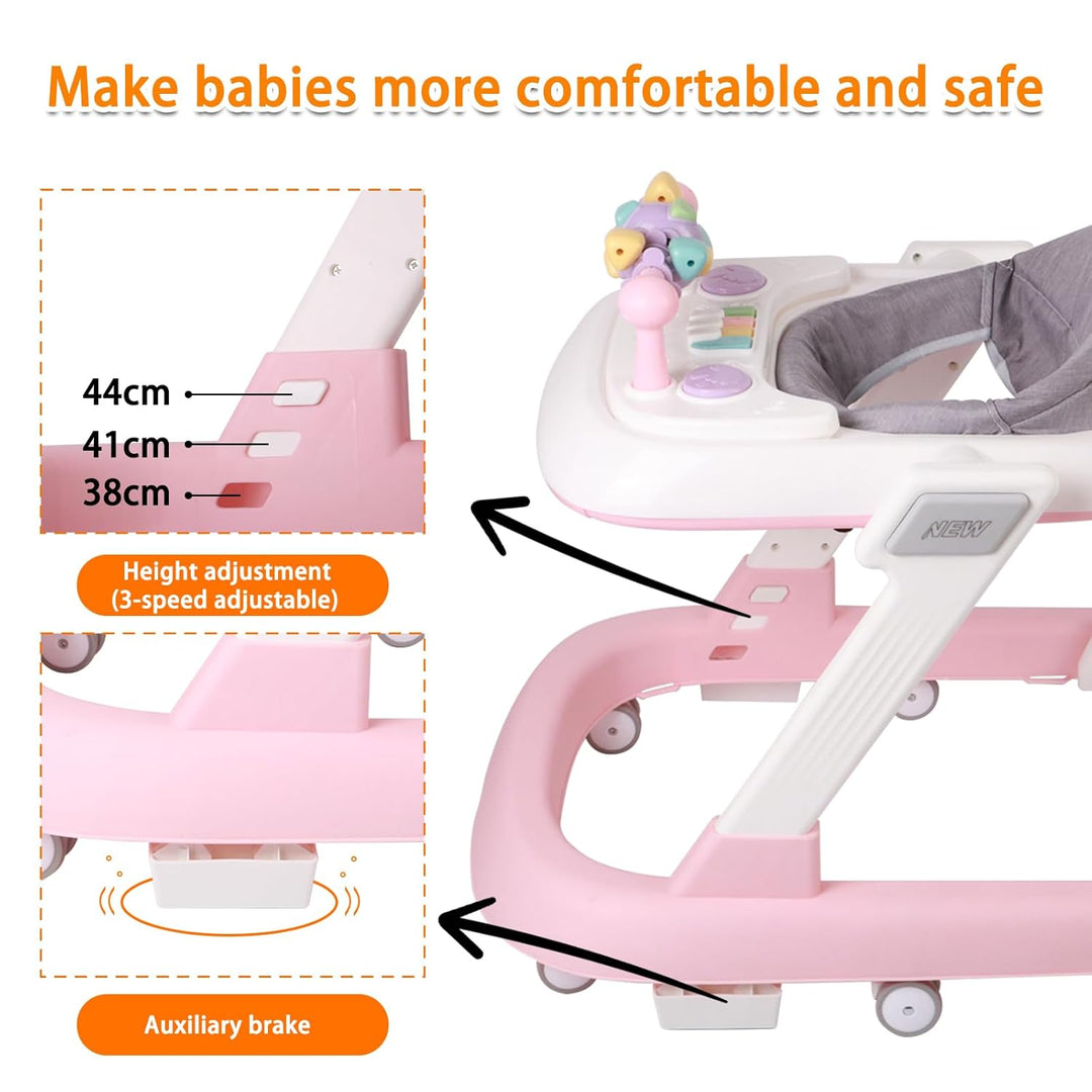 OHMG 4-in-1 Lauflernhilfe für Babys mit interaktivem Multiaktivitätstablett mit abnehmbarer Musik, h