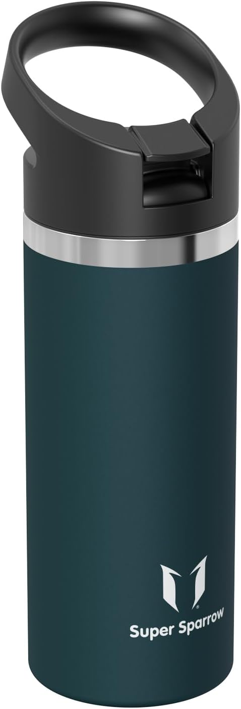 Super Sparrow Trinkflasche Kinder 500ml - Breite Öffnung SwivelSip Thermosflasche - BPA-Frei Thermos