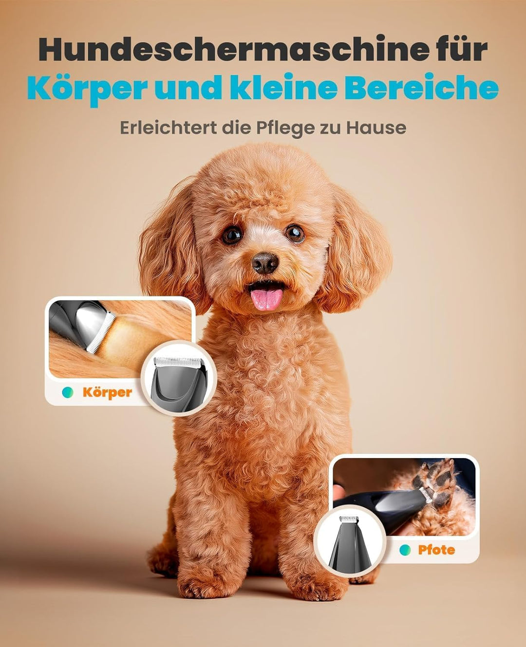 oneisall 2-in-1 Hundeschermaschine & Pfotentrimmer mit LED, Schermaschine Hunde Katze Extra Leise, W