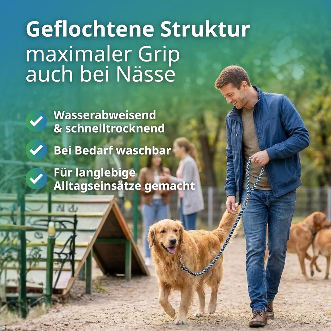 Geflochtene Hundeleine für mittelgrosse und grosse Hunde bis 60 kg | Kurze Führleine | 1,20 m lang |
