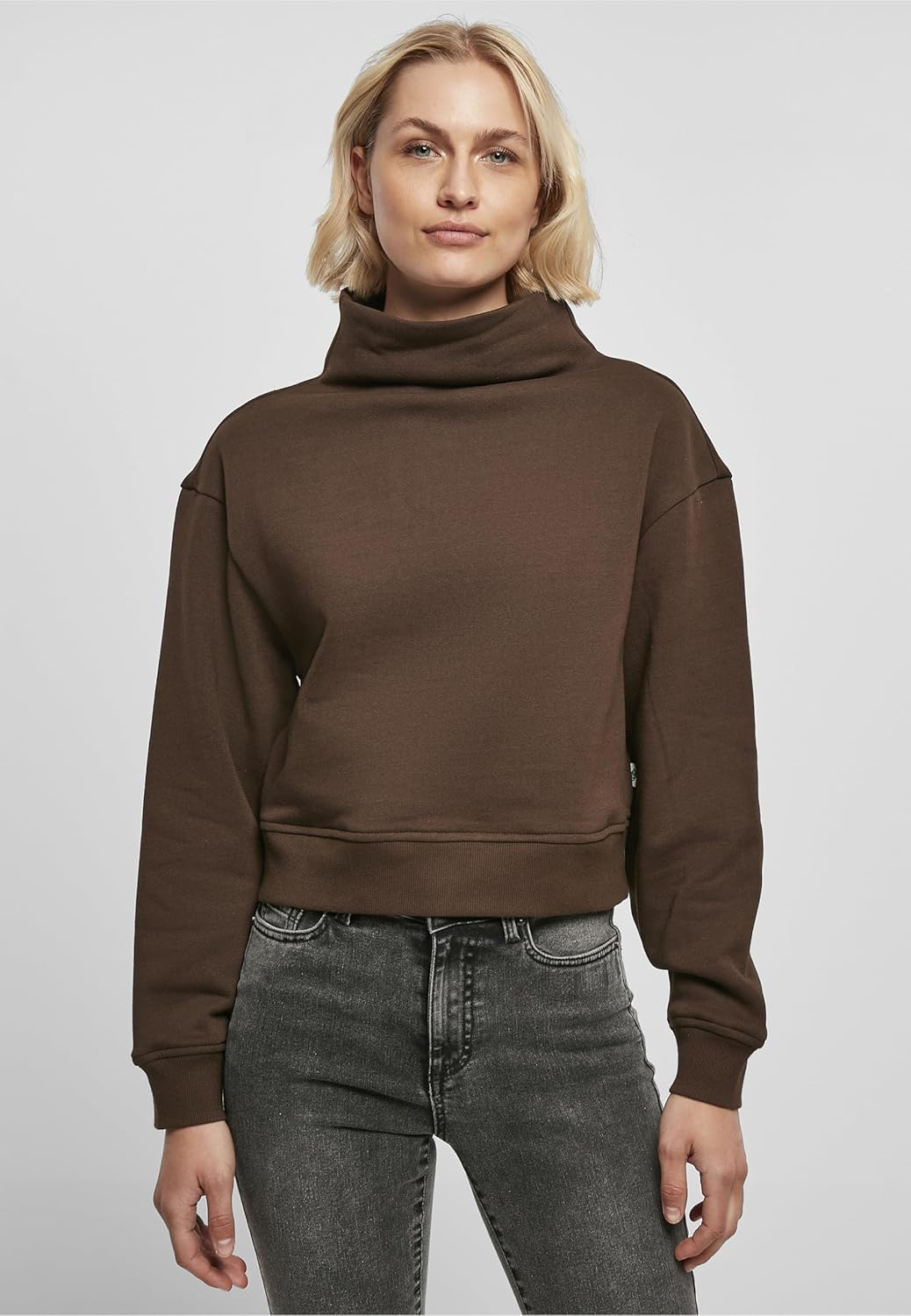 Urban Classics Damen Ladies Organic Short High Neck Crew 3XL Brown, 3XL Brown