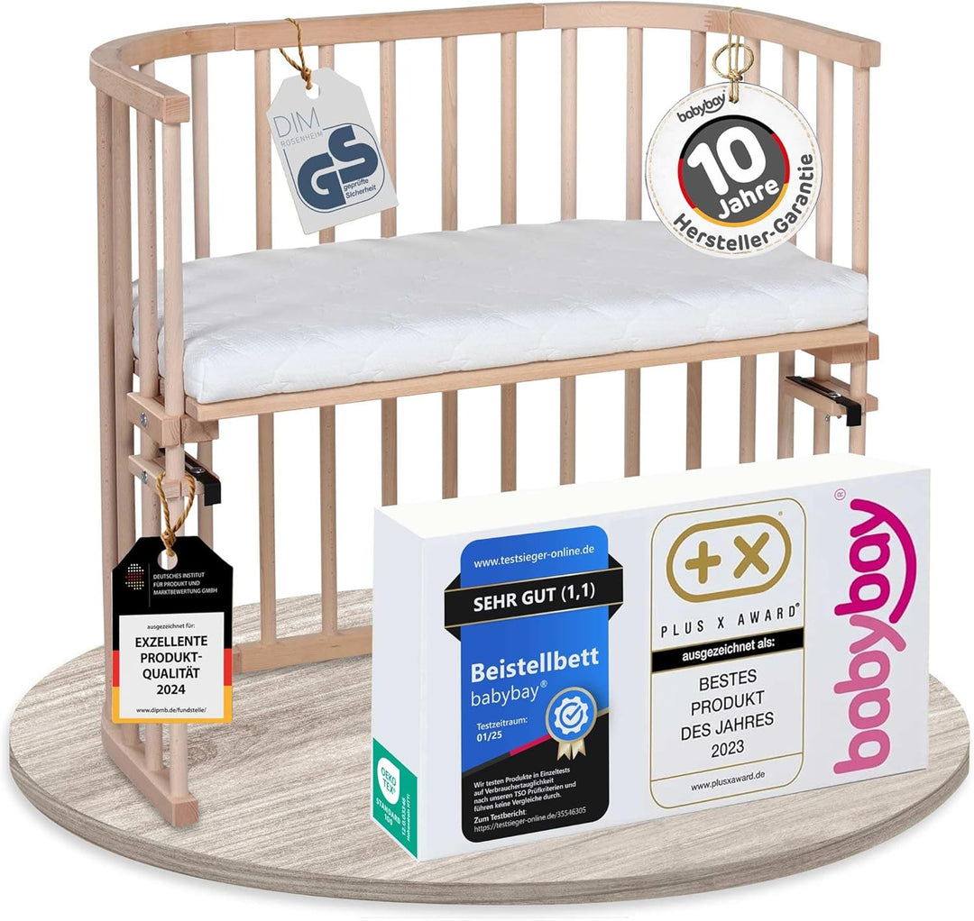 babybay Original Beistellbett, natur unbehandelt mit Matratze Classic Soft Original natur unbehandel