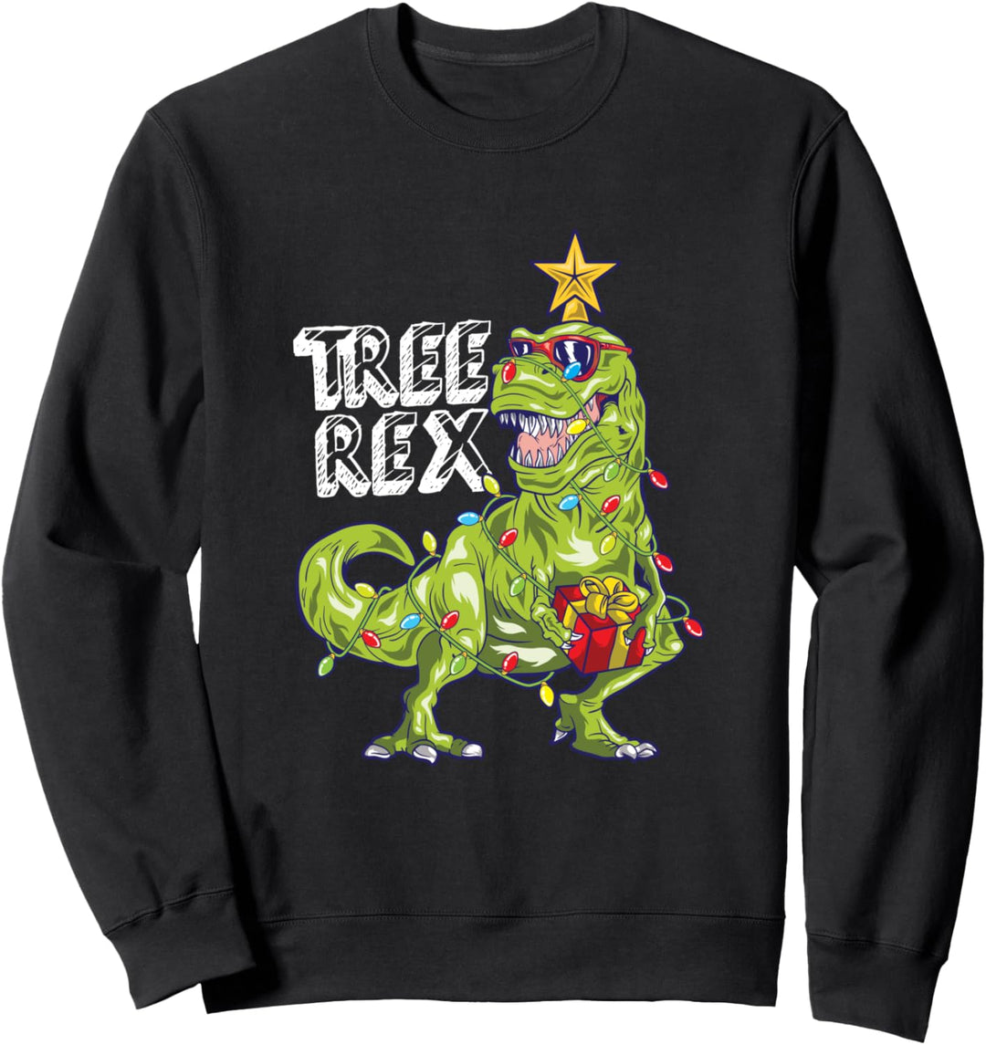 Weihnachtsbaum Rex Dinosaurier Weihnachtslichter T-Rex Pun Scherzgeschenk Sweatshirt