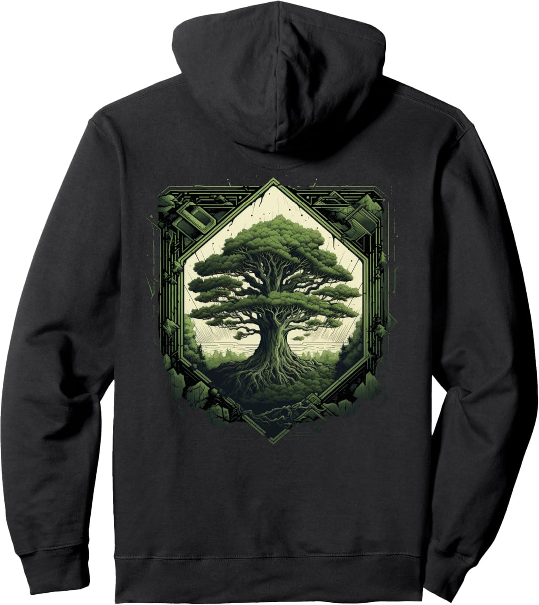 Mystisch Wikinger Baum des Lebens Yggdrasil Rückendruck Pullover Hoodie