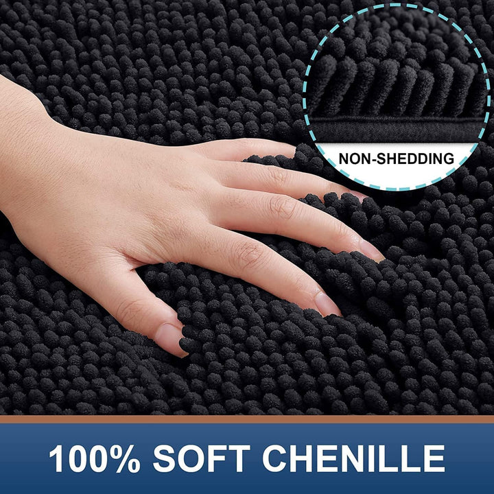 Homaxy rutschfeste Badematte Chenille Badezimmerteppich Mikrofaser Badteppich Saugfähige Hochflor Ba