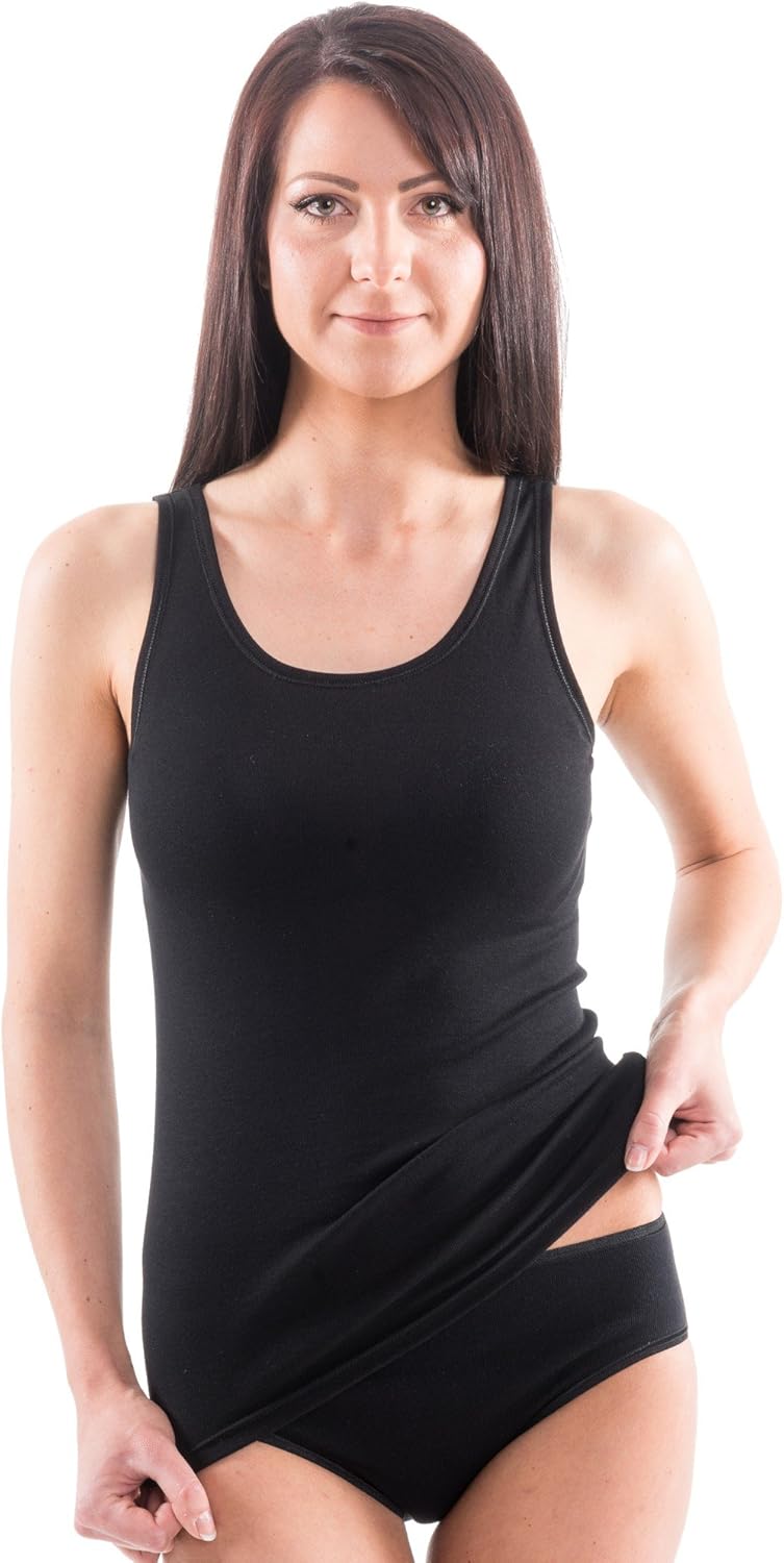 HERMKO 1310 4er Pack Damen Tank Top aus Bio-Baumwolle S Schwarz, S Schwarz
