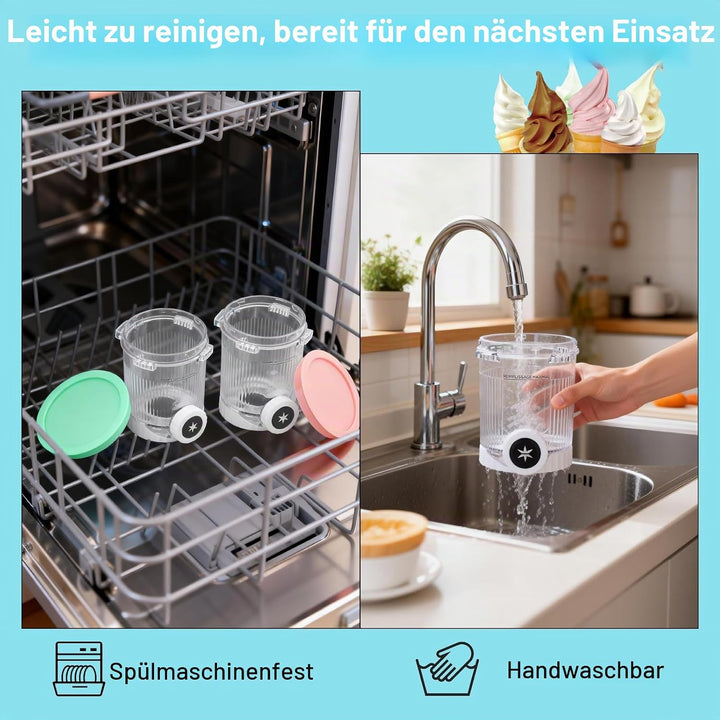 2 Stück Behälter für Ninja Creami Swirl 480 ml, Ninja Eismaschine Zubehör | Ersatzbecher für Ninja S