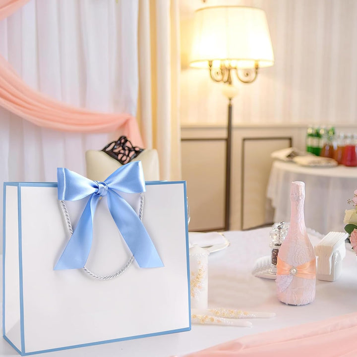 Yieseang Geschenktüten Weiss,Geschenktüte mit Schleife | Geschenktasche Gross für Geburtstag,Hochzei