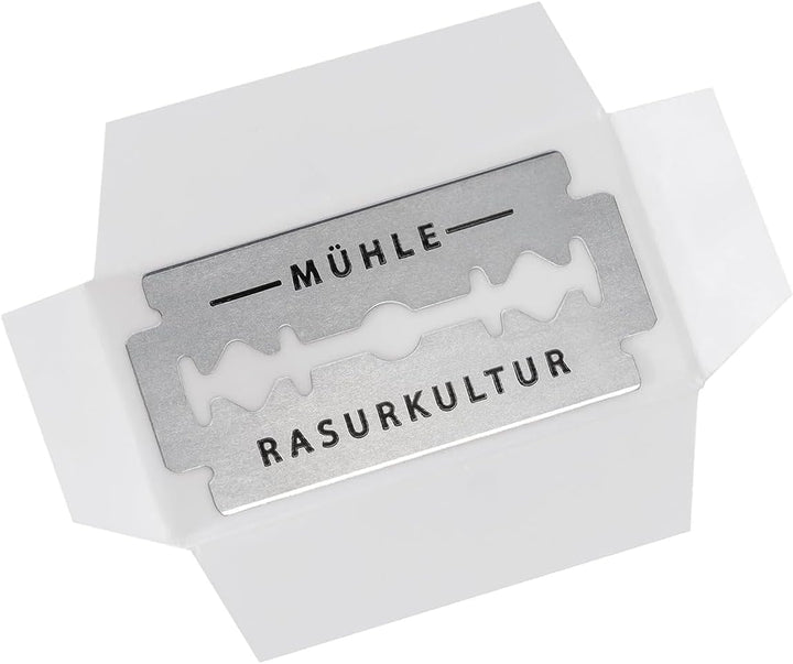 MÜHLE R 89 Rasierset 5 tlg. - Rasierhobel mit geschlossenem Kamm, Metall verchromt, Klinge, Creme, T