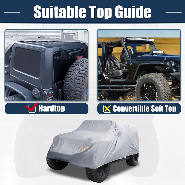 X AUTOHAUX SUV Auto Abdeckung für Jeep Wrangler JK JL 4 Türer 2007-2021 Wasserdicht Grau, Grau