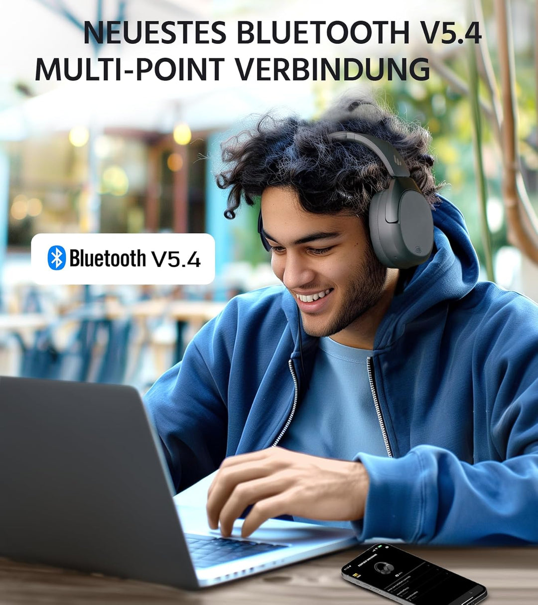 Edifier W830NB Wireless Over Ear Kopfhörer mit -45dB ANC, 94Std. AKKU, LDAC Hi-Res Sound, Spatial Au