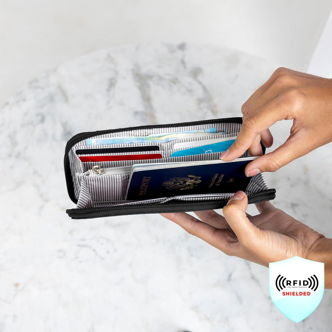 Travelon Geldbörse, RFID-blockierend, mit einem Reissverschluss 7.75”W x 4”H x 0.75”D Mitternachtsbl
