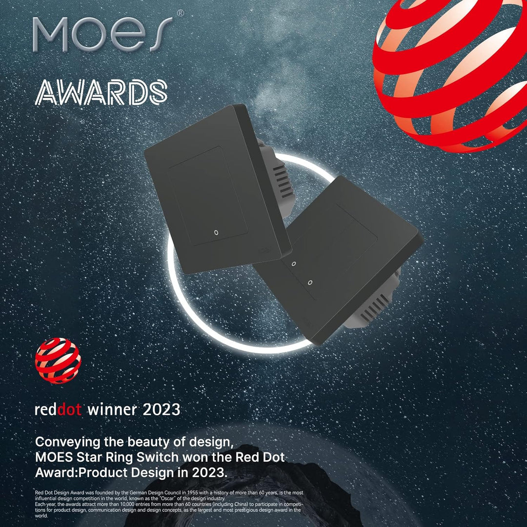 MOES Star Ring Series Smart Lichtschalter(ohne Neutralleiter)-ZigBee Smart Wall Switch mit Szenenste