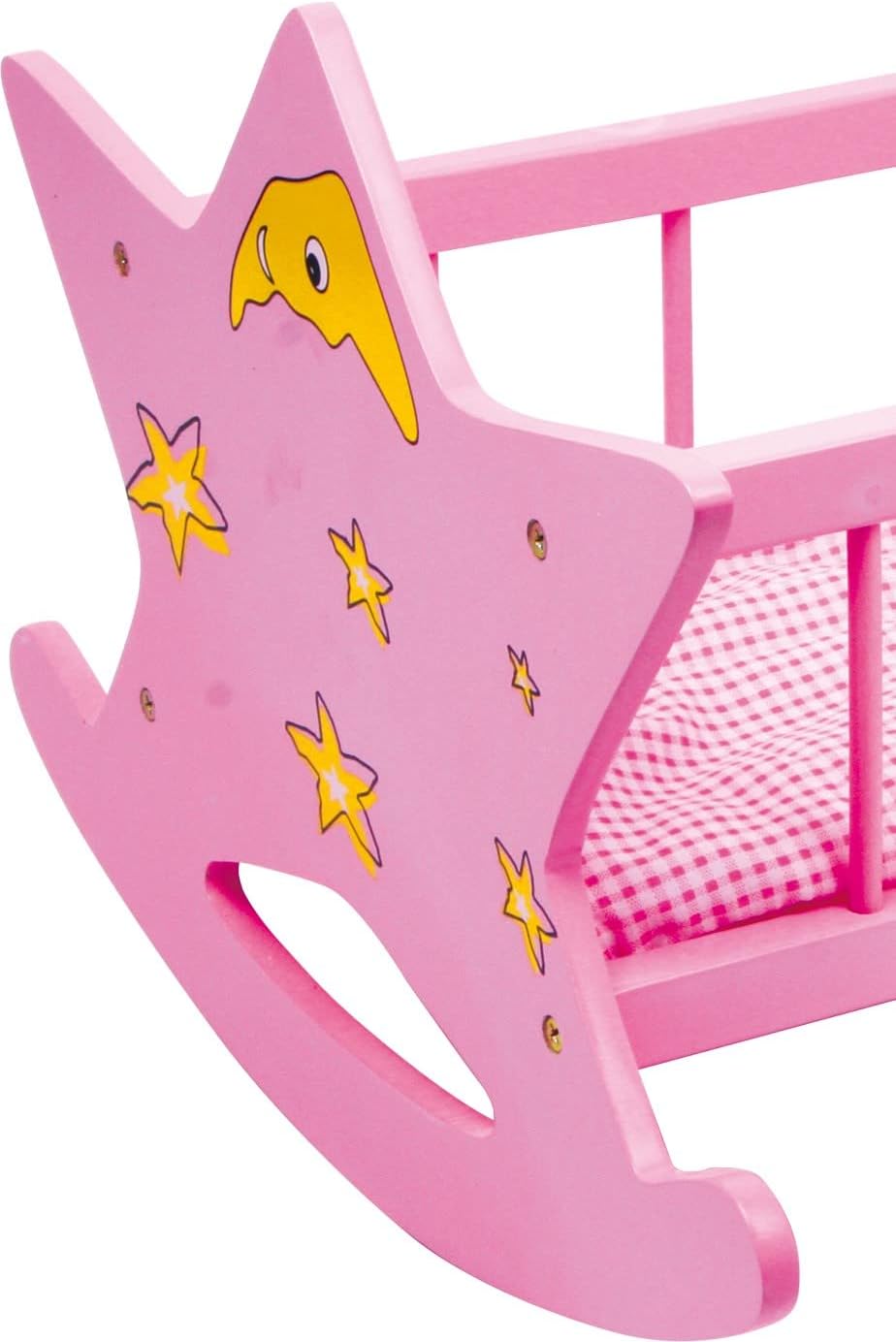 small foot Puppenwiege „Stern“ aus Holz, in rosa mit Mond und Sternen, für Puppen bis 45 cm, ab 3 Ja