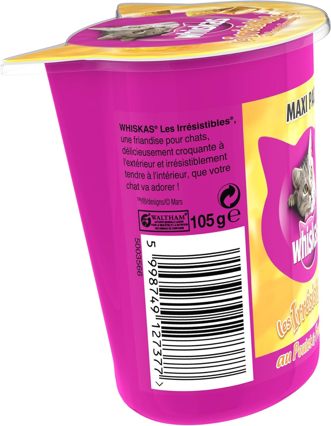 WHISKAS Les Irrésistibles maxi pack au poulet et fromage - 105g (x10) - Pour chat adulte