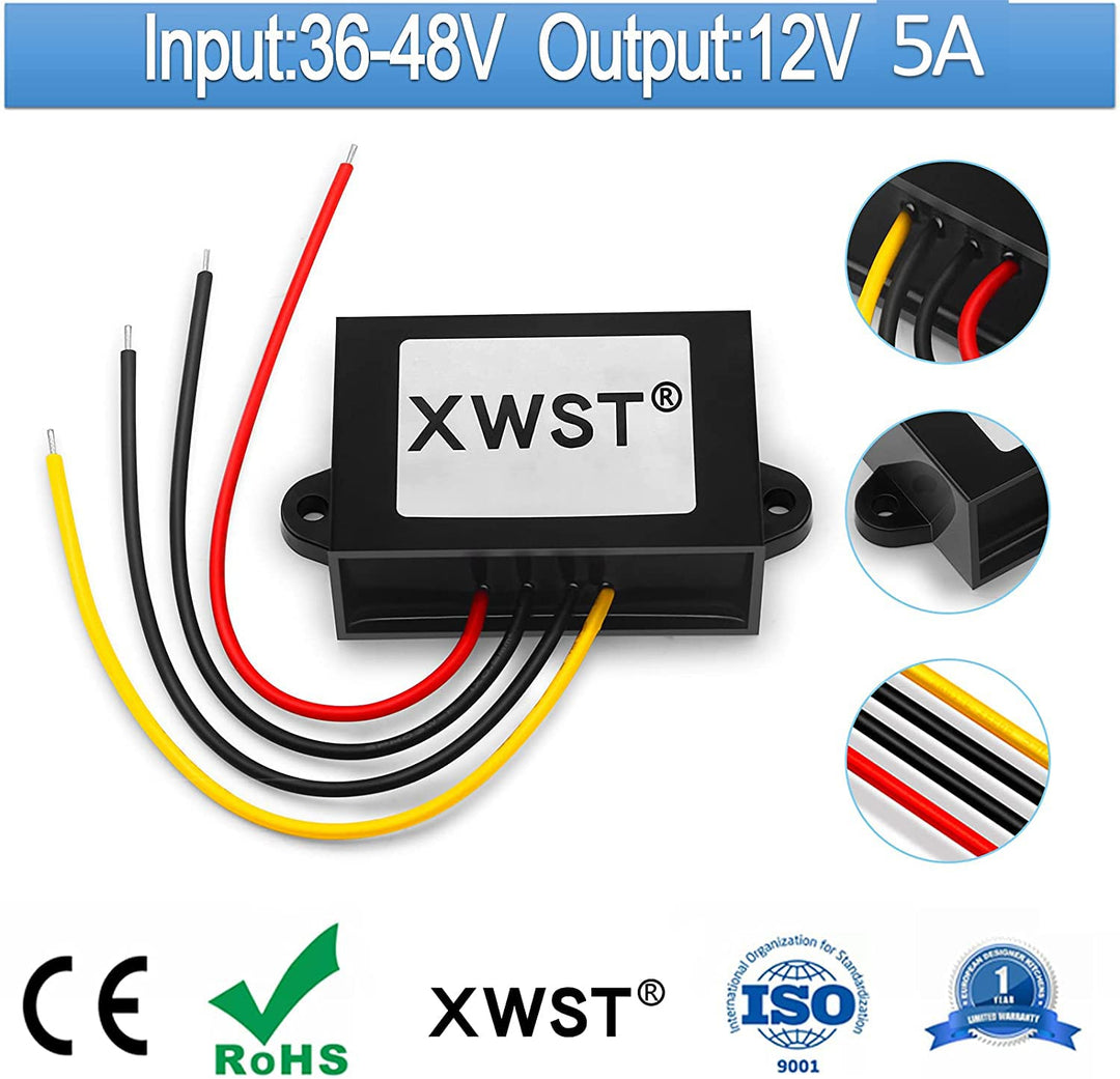48V 12V Wandler DC Spannungswandler 36V/48V auf 12V 5A 60W Auto Netzteil Wandler Konverter Transform