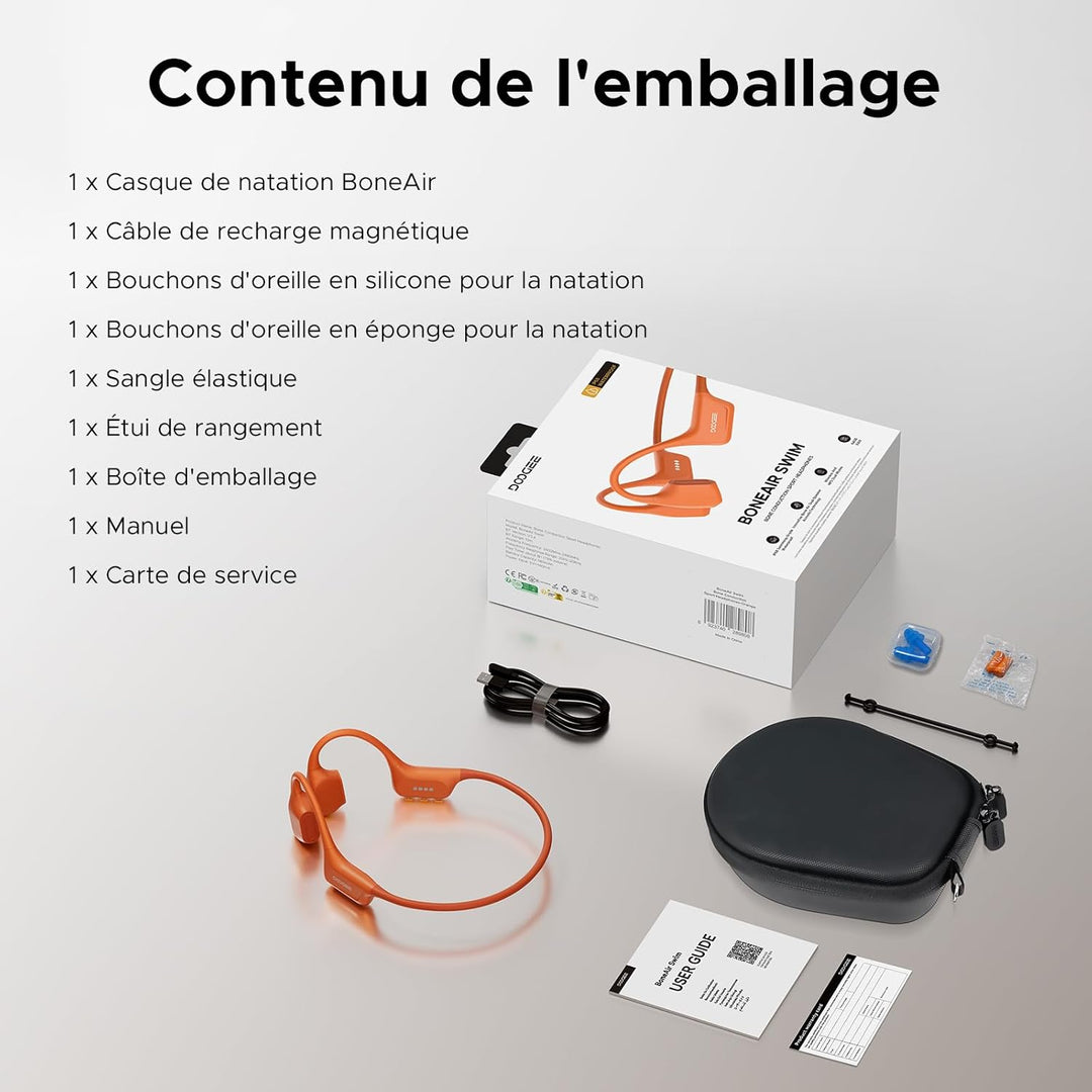 DOOGEE Knochenleitungskopfhörer IP68 Waterproof Swimming Headphones,10H Battery Life Sports Running