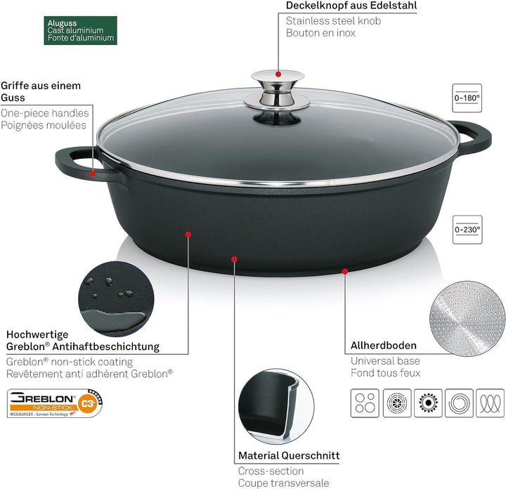kela Servierpfanne Kerros Aluminium 10cmh 36cmØ 7l, 36 cm 7 Liter, 7 Liter